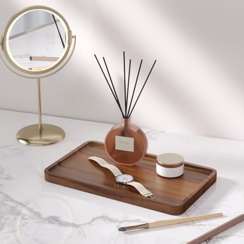 Acacia Wood Serving Tray - 9.8 x 5.9 Inch Decorative Tray