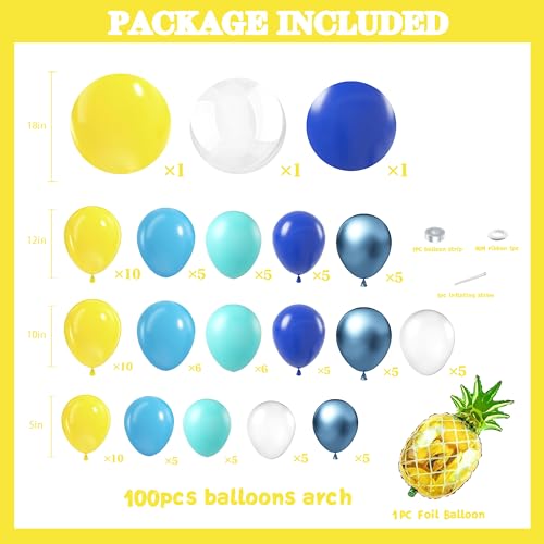 Lazy Time Ocean Cartoon Balloon Arch Kit 101Pcs Yellow Blue Pineapple Party Decor - Sponge Variation