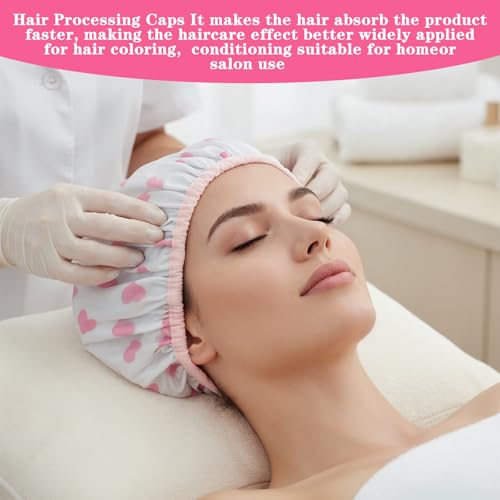 Quilax 2Pcs Deep Conditioning Hair Heat Cap, Waterproof Reusable Pink