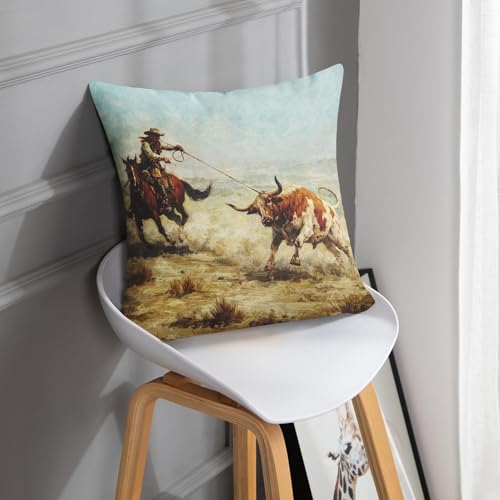 Emvency Western Cowboy Throw Pillow Cover, 18x18 Inch Velvet Cushion Case