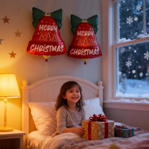 Jumbo Christmas Bell Foil Balloons - 2 Pack for Holiday Decor