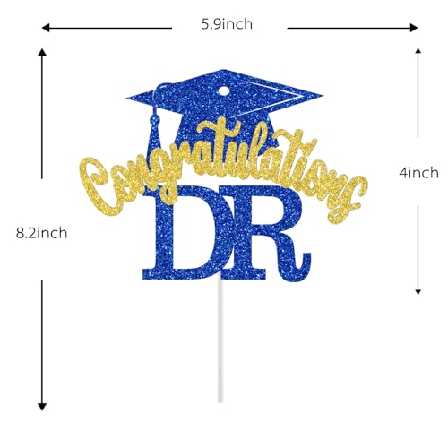 Congrats DR Cake Topper - Blue & Gold Graduation Decoration