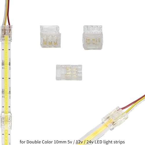 Clearhill 10mm 3Pin Solderless LED Light Strip Connectors - 20 Pack