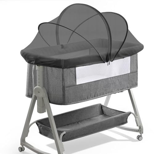 Bassinet Mosquito Net Cover - Breathable Mesh Canopy, Black-Small