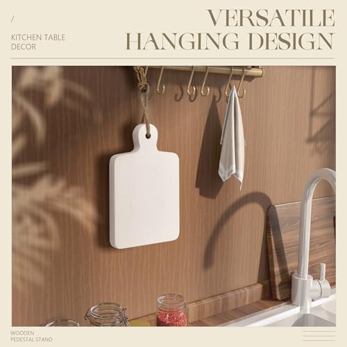 EOSAHR Wooden Pedestal Stand & Riser, White Farmhouse Kitchen Counter Tray