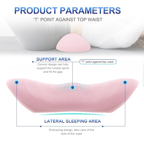 BYMECOST Ergonomic Memory Foam Lumbar Support Pillow - Pink Back Cushion