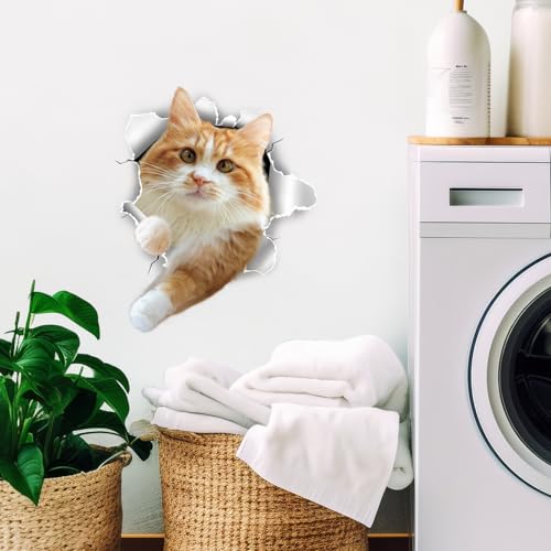 DRWSSR B Animal Waterproof PVC Toilet Lid Stickers - Removable Cat Wallpaper Set