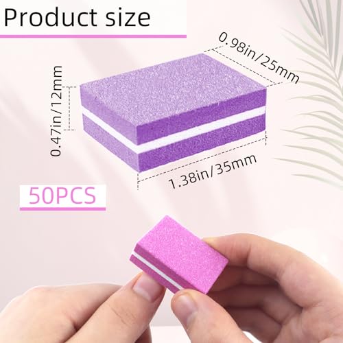 50 Pack Mini Nail Buffers 100/180 Grit Double-Sided Nail Files and Buffing Blocks for Acrylic and Natural Nails