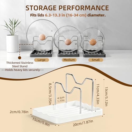 Aenfaiy 2-in-1 Pot Lid Holder and Spoon Rest - White, Kitchen Organizer