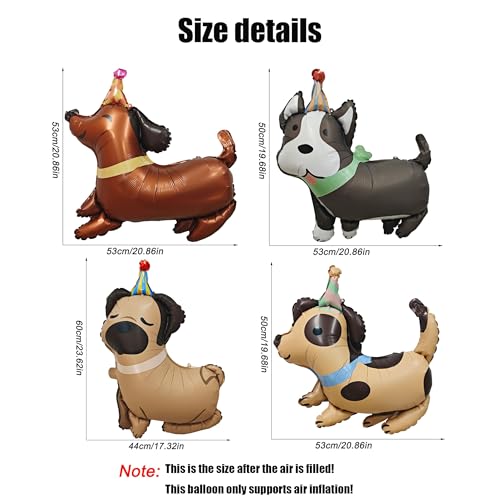 Dog Series 4PCS Cute Pet Dog Balloons - Mylar Foil Birthday Party