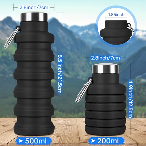 Rotayi 16oz Collapsible Silicone Water Bottle - BPA-Free, Leak-Proof, Portable Travel Companion