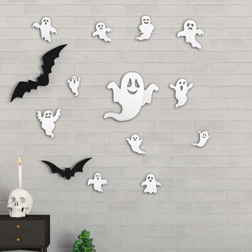 24pcs 3D Ghost Wall Stickers - Reusable Halloween Decor