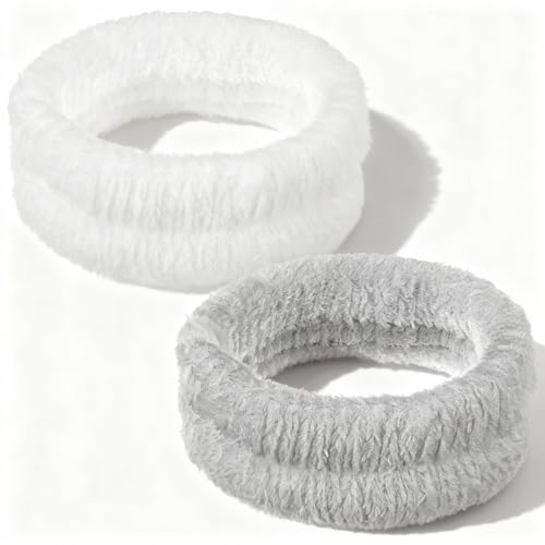 2-Piece Soft Microfiber Spa & Makeup Headband Set - Absorbent Elastic Face Washing Hair Band