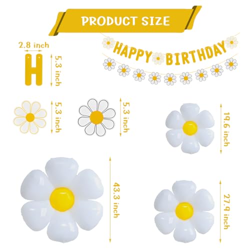 33pcs Daisy Flower Birthday Party Decoration Set with Balloons and Banner