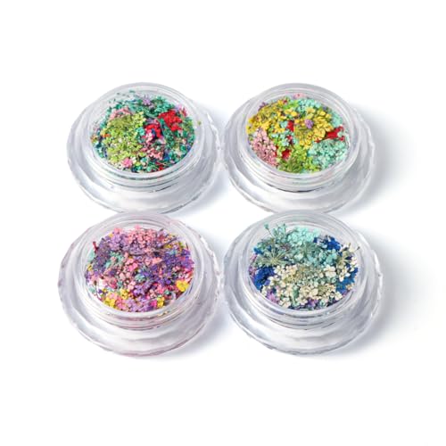 WULIUFLY 3D Dried Flower Nail Art Decals Colorful Spring Floral Kit