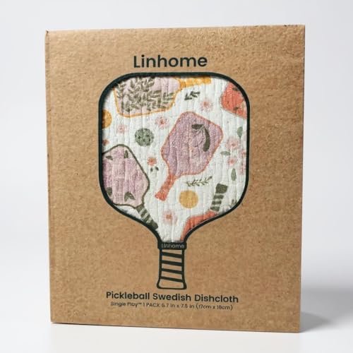 Linhome Swedish Dishcloth - Floral Pickleball Paddle Reusable Sponge