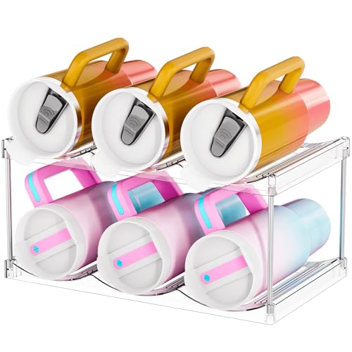 2 Tier Stackable Water Bottle Organizer for 6 Bottles - Clear