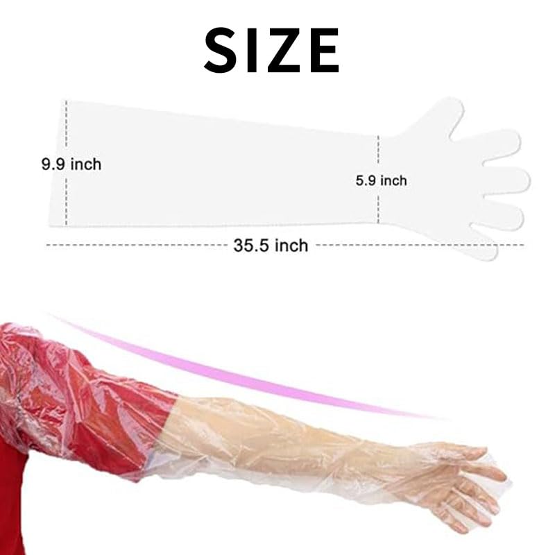 Lupdato 50Pcs Extra Long Veterinary Rectal Gloves, 38-Inch Arm Sleeves