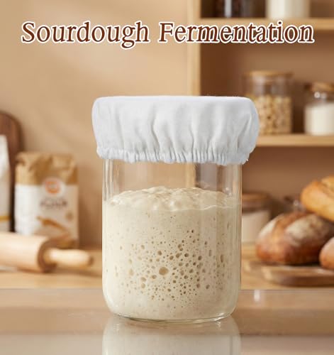 5-Pack Cotton Linen Sourdough Jar Covers, 4-Inch Fermentation Lids