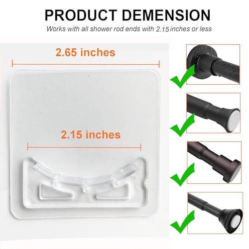 Venupple Spring Tension Rod Holder for Shower Curtain Rods - Variation 2, 2.15 in Wide