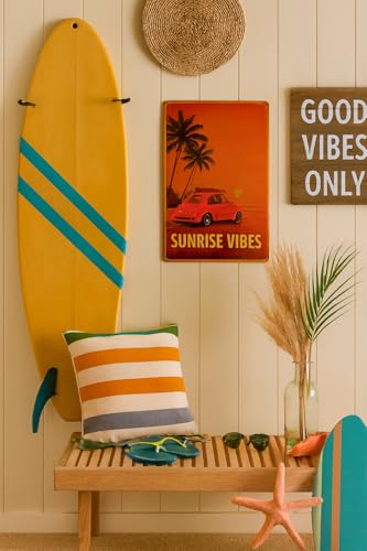 VANCU Surfboard Metal Sign - Tropical Beach Wall Art Decor