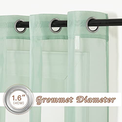 NICETOWN 96" Grommet Sheer Curtains - Sage Green, Set of 2