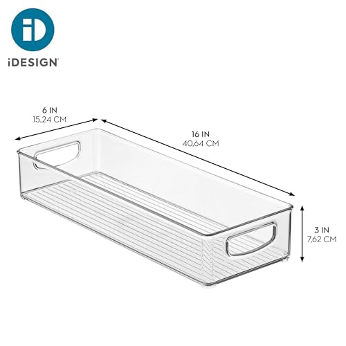 iDesign Slim Extra Long Clear Storage Bin, Stackable Pantry Organizer, 2-Pack