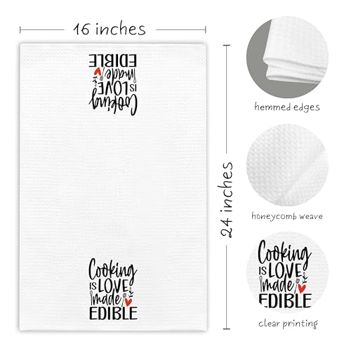 Cooking is Love Made Edible Kitchen Towel - 16"x24" Decorative Hand Towel