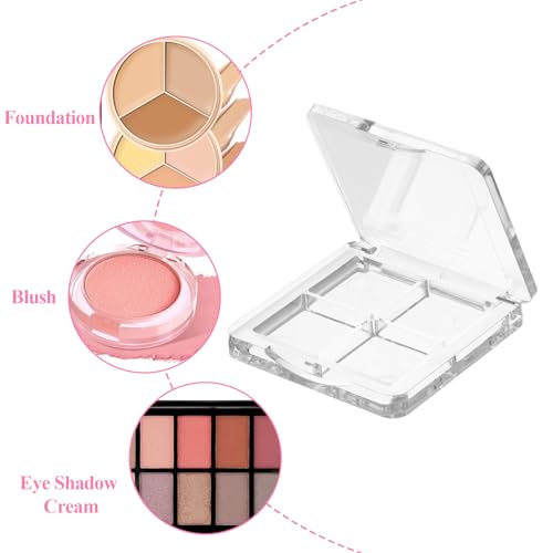 Trinkrittey 2-Pack Empty Makeup Palette 4-Grid Portable Clear Storage Box