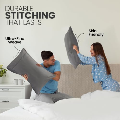Utopia Bedding King Size Pillow Cases - 12 Pack, Soft Grey Microfiber Covers
