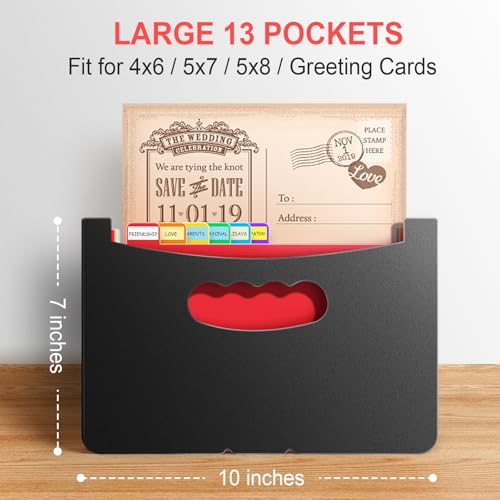 Vowcarol Greeting Card Organizer - Expandable Storage Box with 13 Pockets