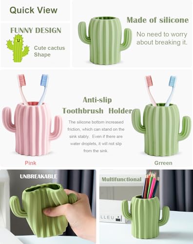 Unbreakable Silicone Cactus Toothbrush Holder for Kids