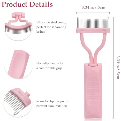Zoolinn 2PCS Arc-Shaped Pink Eyelash Comb & Mascara Separator Tool