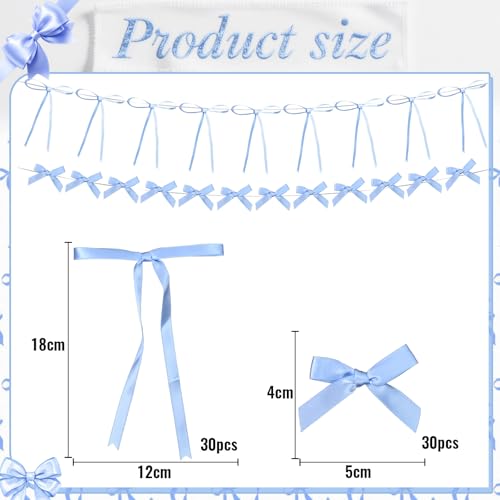 60PCS Blue Bow Decorations for Birthday & Baby Showers