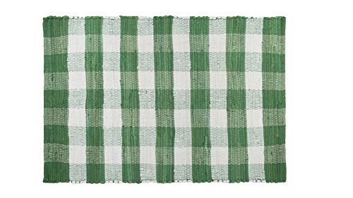 GLAMBURG Buffalo Check Plaid Rug, 22x34 Green Cotton Farmhouse Area Rug
