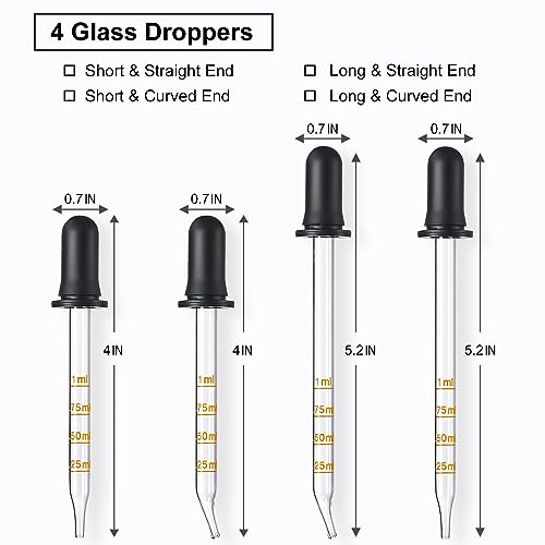LANDNEOO 4 Pack 1 mL Glass Eye Dropper with Measurements