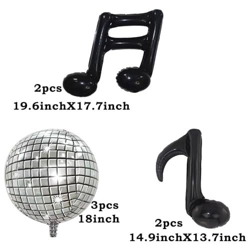 FBQ 18-Inch Silver Music Note Foil Balloon - Disco Themed Party Decor