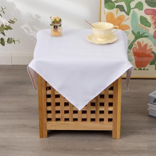 YZKITM Small Square Polyester Tablecloth - 24 x 24 Inch, Solid White