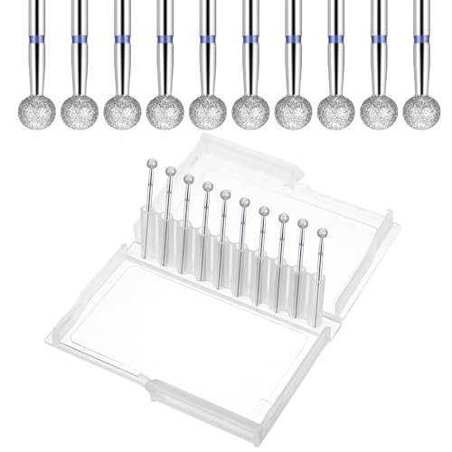Exircy 10-Piece 5mm Safety Ball Cuticle Drill Bits - 3/32" Diamond Nail File Bits for Salon Manicure