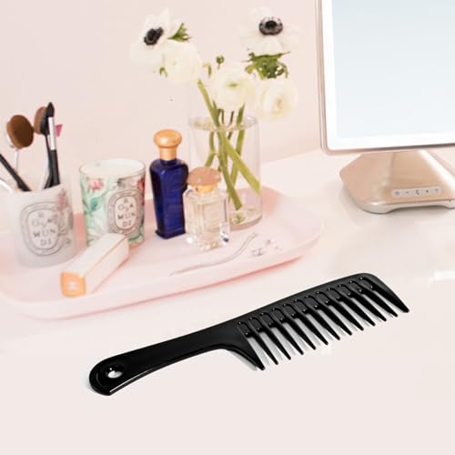 Wide Tooth Detangling Comb for Curly Hair - 2 Pack Black