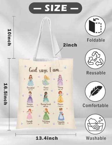 Christian Tote Bag - Princess Canvas Bible Bag for Women & Gifts
