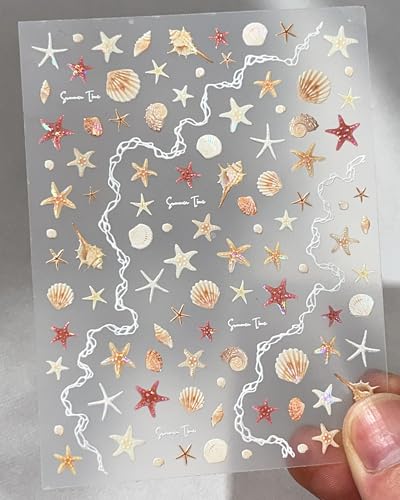 lulir 3D Embossed Nail Stickers Orange Shell Cartoon Art Decals