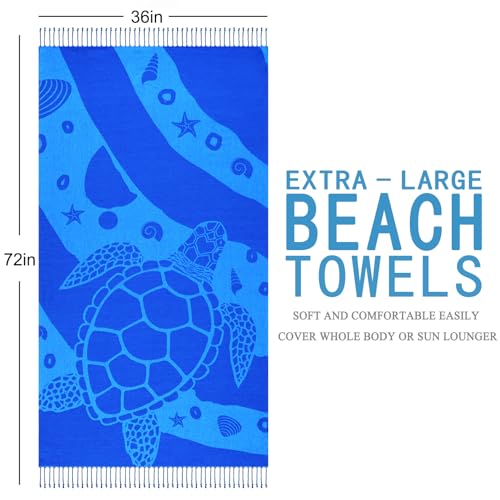 Genovega Oversized Turkish Beach Towel 72"x36" - Quick-Dry, Lightweight, Sand-Free