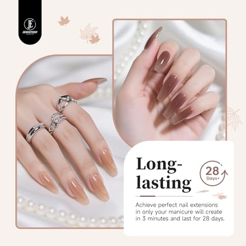 JEWHITENY Poly Nail Gel Set Neutral Colors with Slip Solution Base & Top Coat