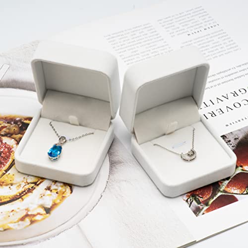Classic White Velvet Jewelry Box for Necklaces & Pendants