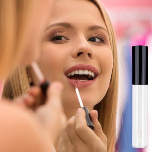 ZNBSIXP 6PCS Empty Mascara, Eyeliner and Lip Gloss Tubes Set, 10ml DIY Cosmetic Containers with Rubber Inserts, Black
