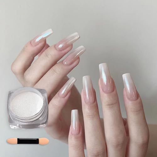 Vonrui Pearl Ice White Nail Chrome Powder 2 Boxes Aurora Pigment