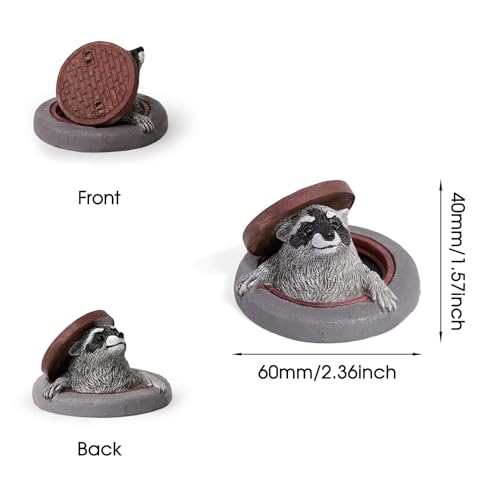 Cute Raccoon Figurine Peeking from Manhole - 1.6" Collectible