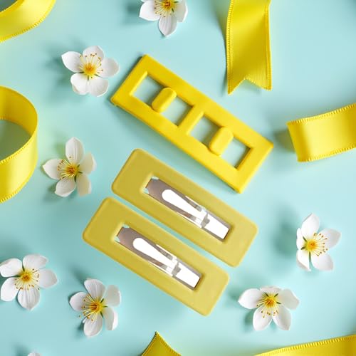 Dwuww Matte Yellow Square Hair Clips 2-Piece Set for Women