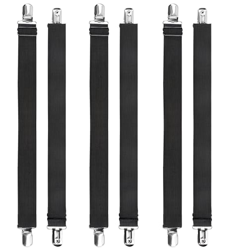 Ryetvok 6-Piece Heavy Duty Adjustable Bed Sheet Holder Clips & Straps